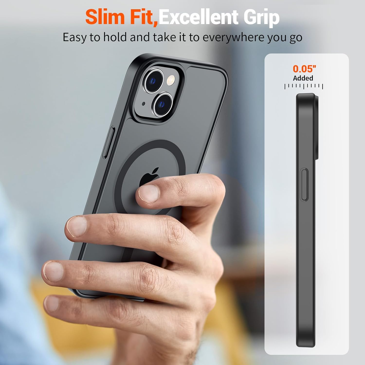 SUPFINE Magnetic for iPhone 14 Case & iPhone 13 Case (Compatible with MagSafe)(Military Grade Drop Protection) Translucent Matte Shockproof Phone Cover, Black