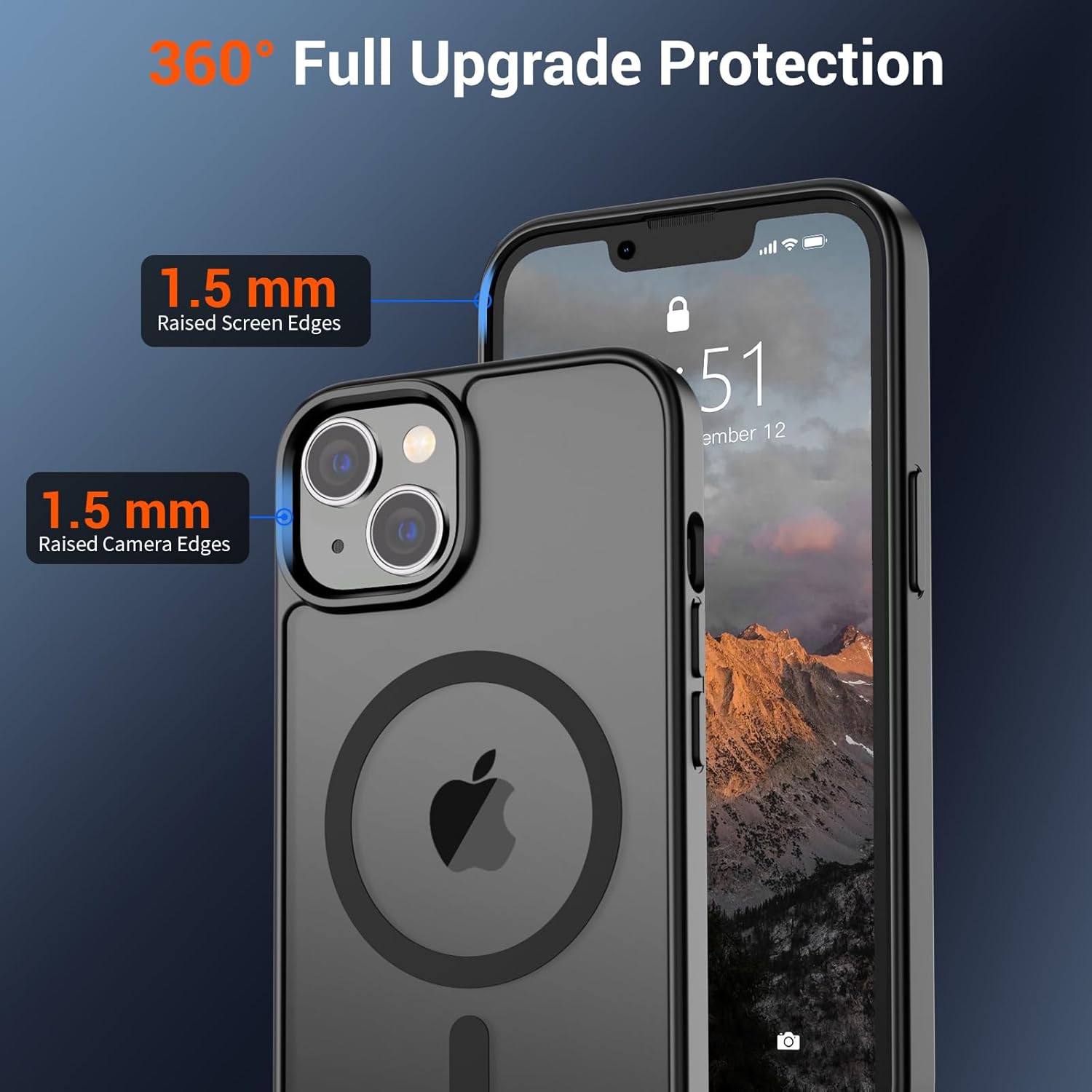 SUPFINE Magnetic for iPhone 14 Case & iPhone 13 Case (Compatible with MagSafe)(Military Grade Drop Protection) Translucent Matte Shockproof Phone Cover, Black