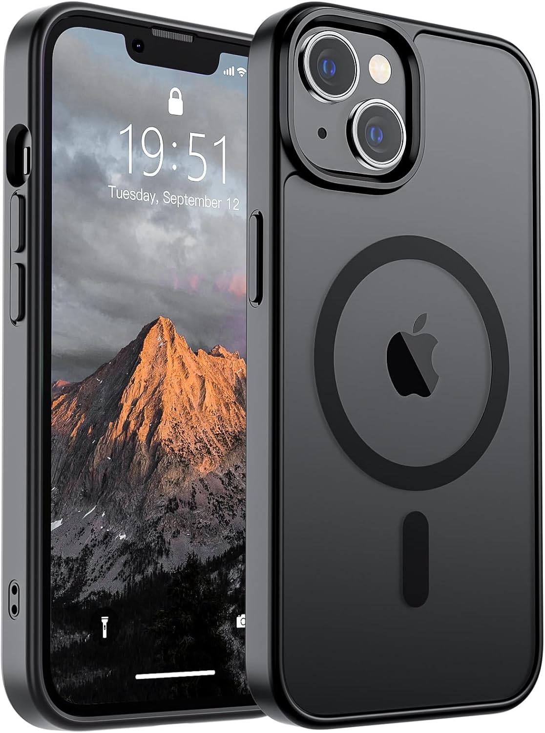 SUPFINE Magnetic for iPhone 14 Case & iPhone 13 Case (Compatible with MagSafe)(Military Grade Drop Protection) Translucent Matte Shockproof Phone Cover, Black