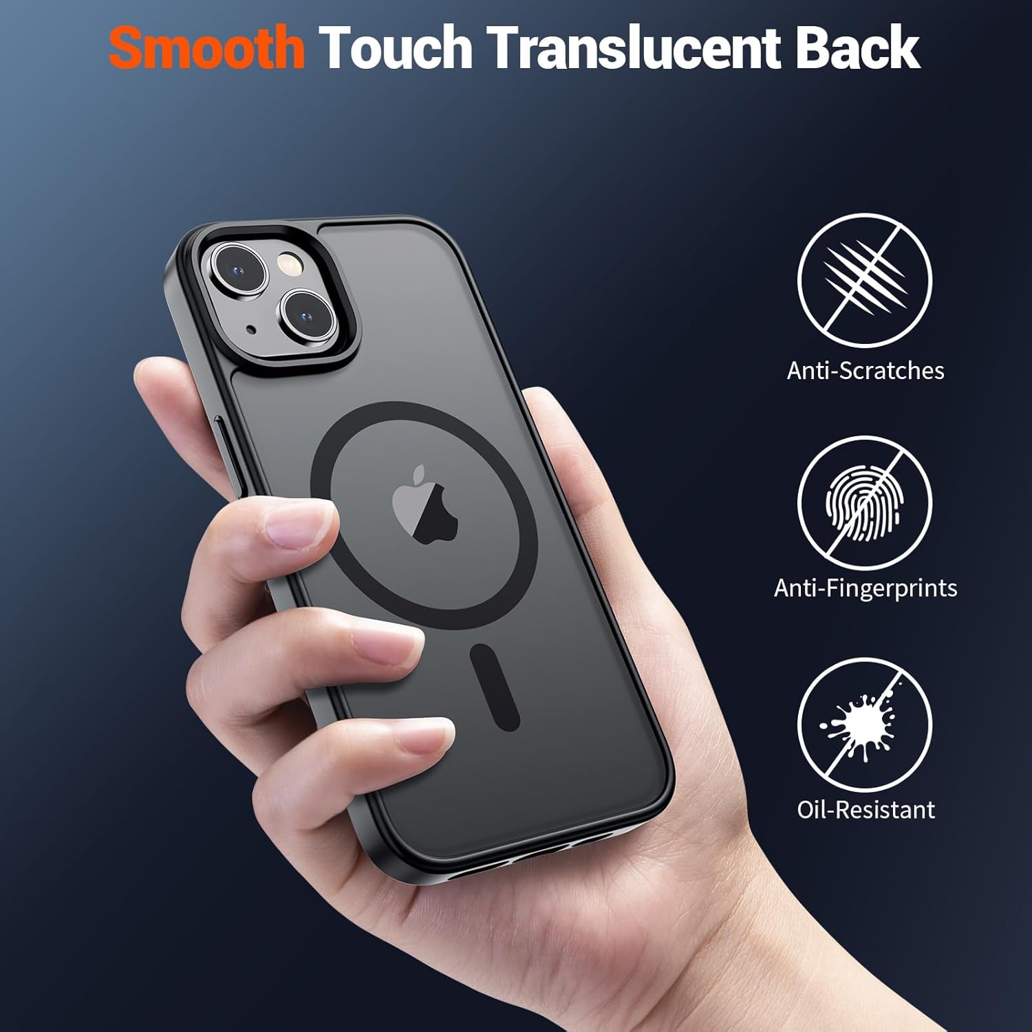 SUPFINE Magnetic for iPhone 14 Case & iPhone 13 Case (Compatible with MagSafe)(Military Grade Drop Protection) Translucent Matte Shockproof Phone Cover, Black
